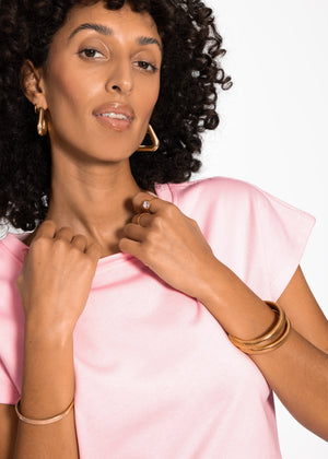 Kurzarm Sweatshirt aus French Terry - rosa