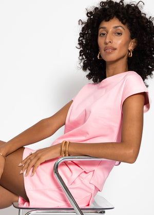 Kurzarm Sweatshirt aus French Terry - rosa