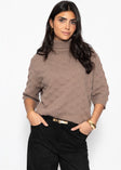 Oversized Kurzarmpullover mit Noppenstruktur - taupe