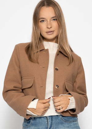 Short jacket with patch pockets - camel