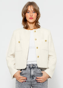 Kurze Jacke mit goldfarbenen Knöpfen - offwhite