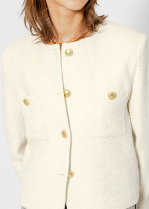 Short jacket with gold-colored buttons - off-white