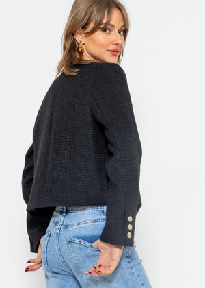 Kurze Jacke mit goldfarbenen Knöpfen - schwarz