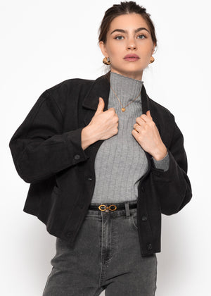 Kurze Jacke mit Innenfutter - schwarz