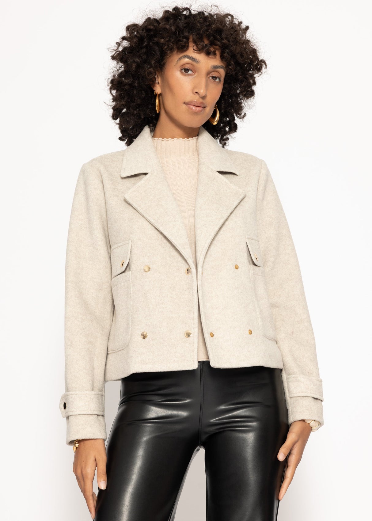 Short jacket with lapel collar - grey