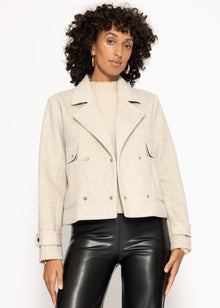 Short jacket with lapel collar - grey