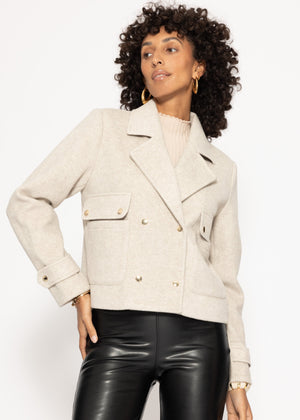 Short jacket with lapel collar - grey