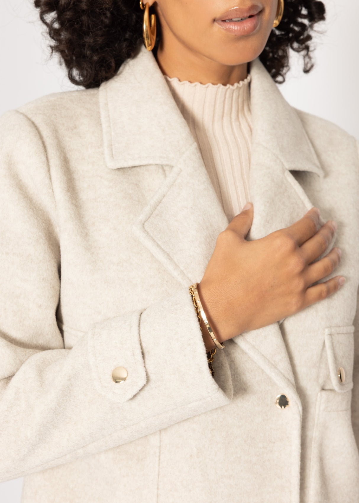Short jacket with lapel collar - grey