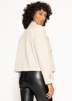 Short jacket with lapel collar - grey