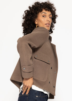 Short jacket with lapel collar - taupe