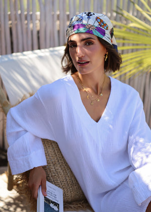 Kurzes Musselin Beach Kleid - weiß