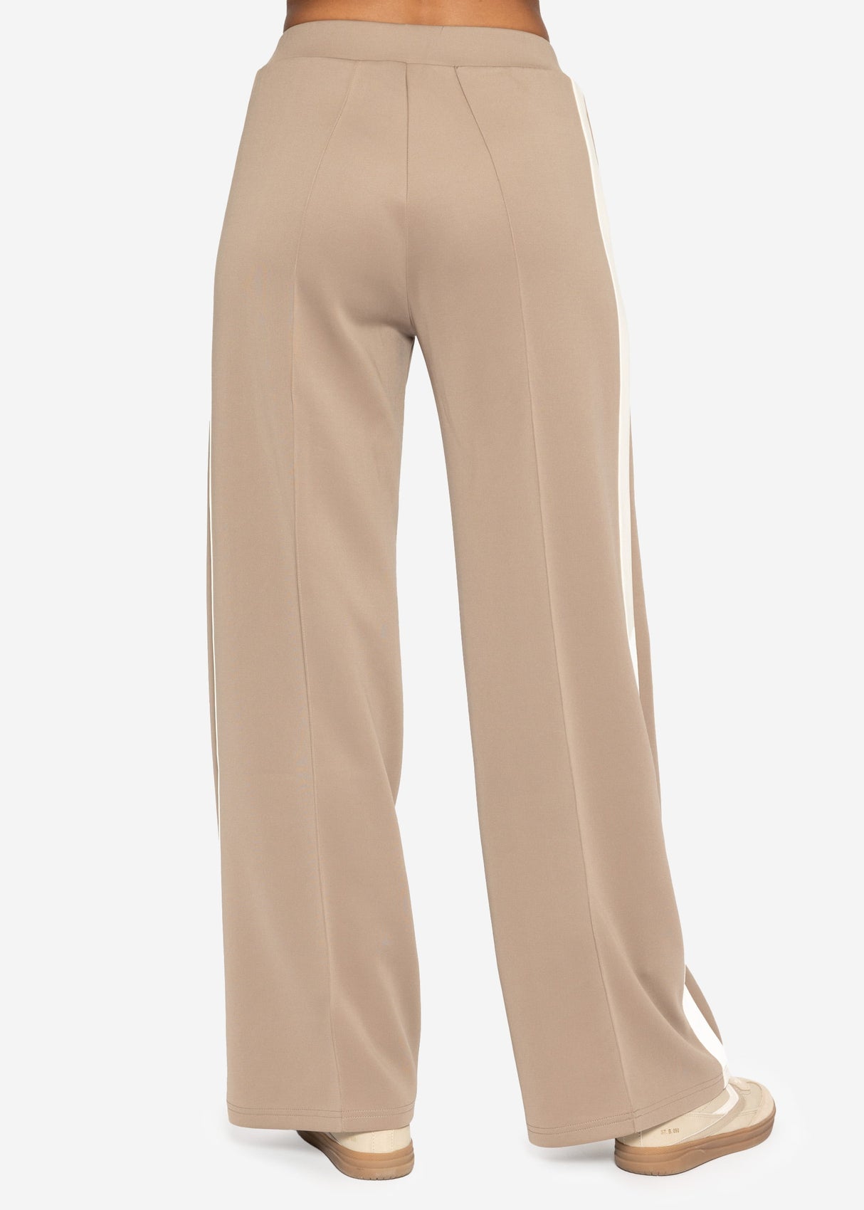 Casual trousers with white side stripes - taupe