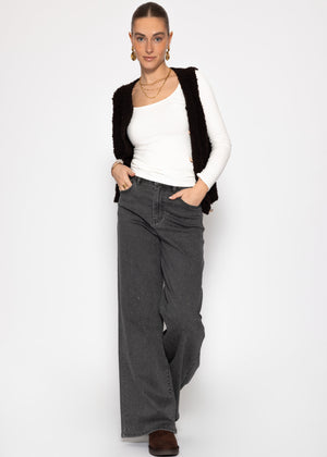 Long-sleeved shirt with neckline - off-white