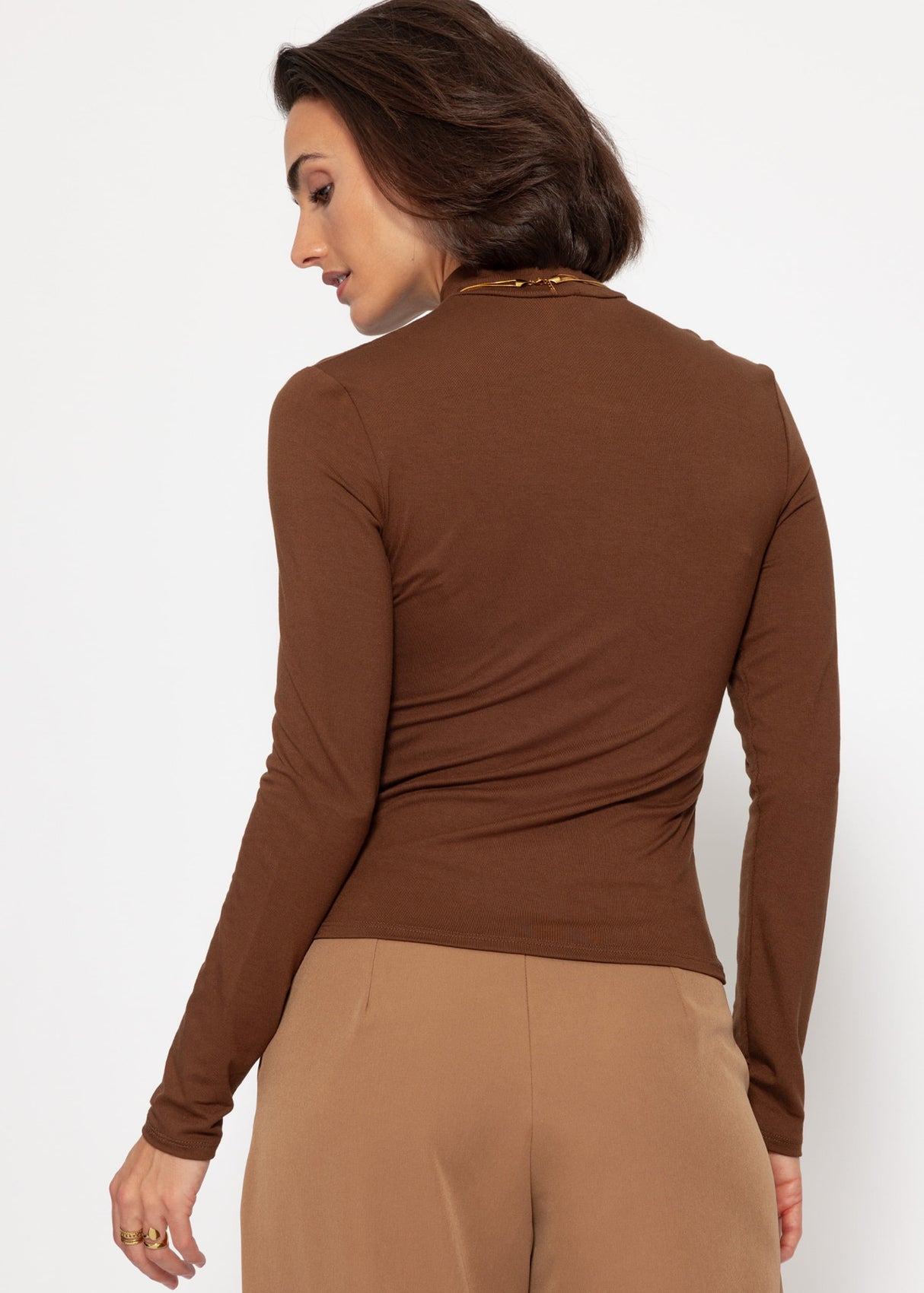 Long-sleeved turtleneck shirt - brown