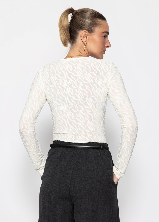 Langarmbody mit Strukturmuster - offwhite