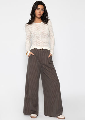 Long-sleeved floral lace shirt - off-white