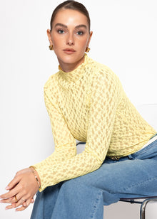 Langarmshirt aus Spitze - gelb