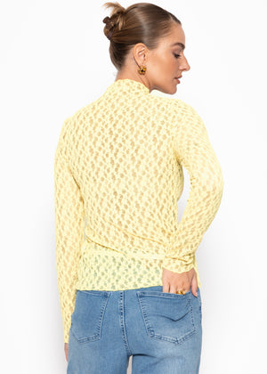 Langarmshirt aus Spitze - gelb
