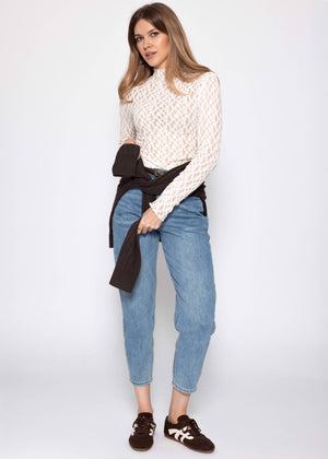 Long-sleeved lace shirt - off-white