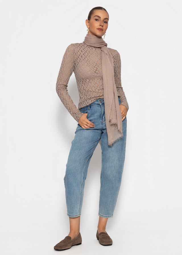 Lace long-sleeved top - taupe