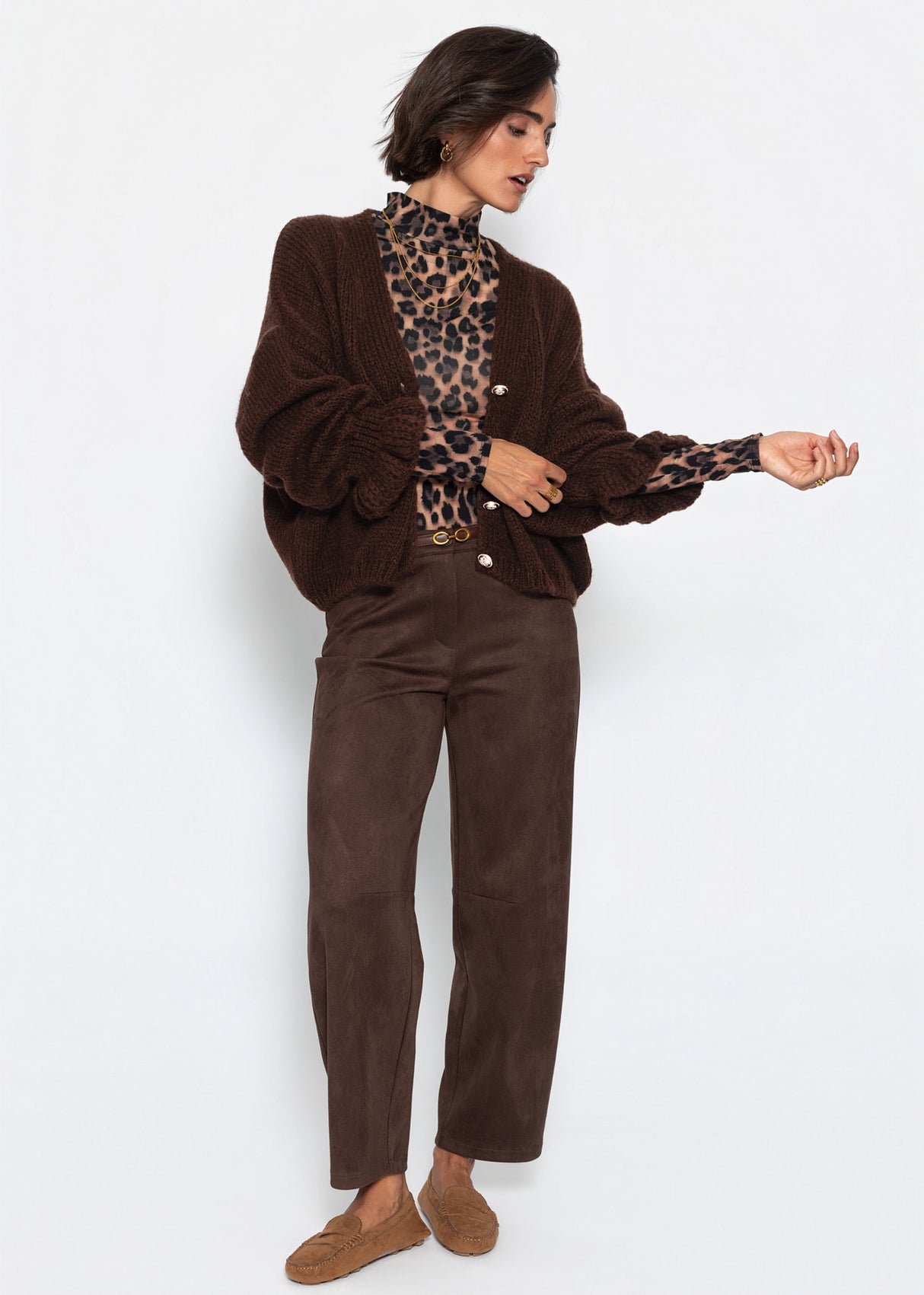 Langarmshirt im Leo-Print - braun