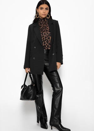 Long-sleeved shirt in leopard print - brown