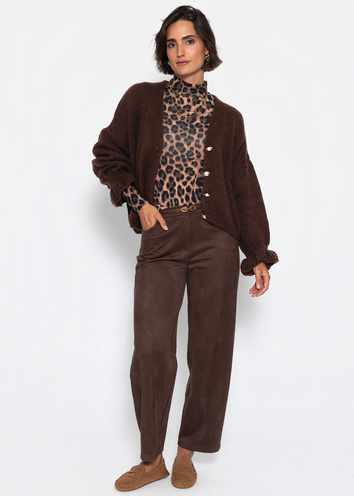 Langarmshirt im Leo-Print - braun