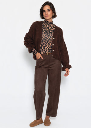 Langarmshirt im Leo-Print - braun