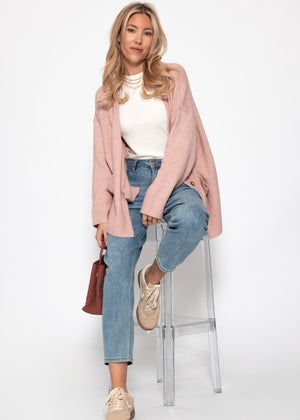 Long-sleeved shirt in a ribbed structure - off-white