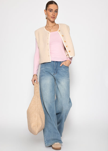 Langarmshirt mit Ausschnitt - rosa