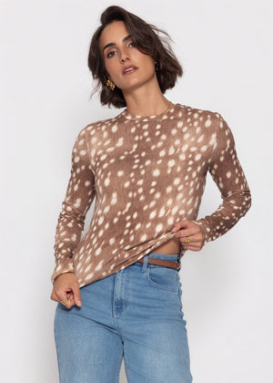 Langarmshirt mit Bambi-Print - dunkelbraun
