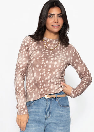 Langarmshirt mit Bambi-Print - taupe