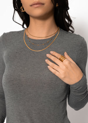 Long-sleeved shirt with cashmere blend - dark gray