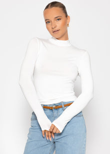 Long-sleeved turtleneck shirt - off-white