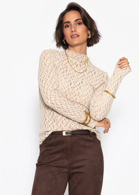 Long-sleeved lace shirt - beige by SASSYCLASSY