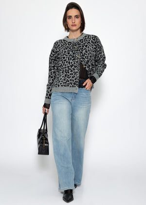 Long-sleeved shirt with lace trim and cashmere content - black