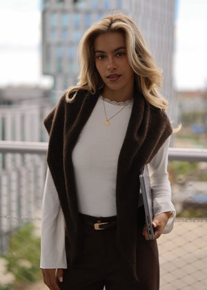 Langarmshirt mit Spitzeneinsatz  - offwhite