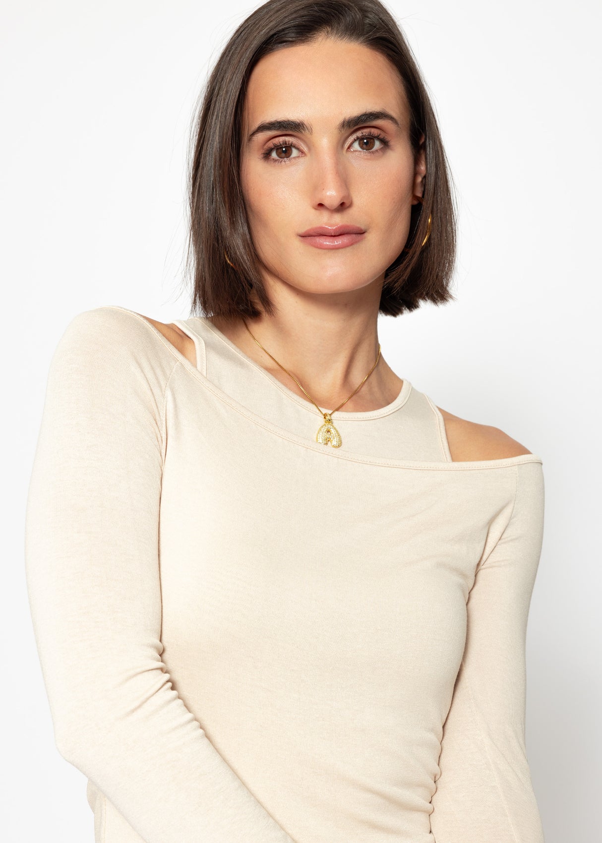 Langarmshirt mit Top - beige