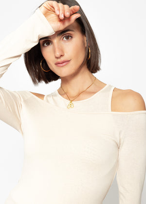 Langarmshirt mit Top - beige