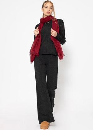 Long-sleeved shirt with decorative seam - dark grey mottled