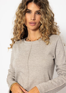Long-sleeved shirt with decorative seam - mottled taupe