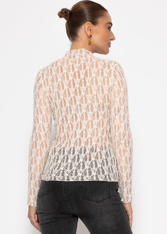 Langarm Spitzenshirt - creme