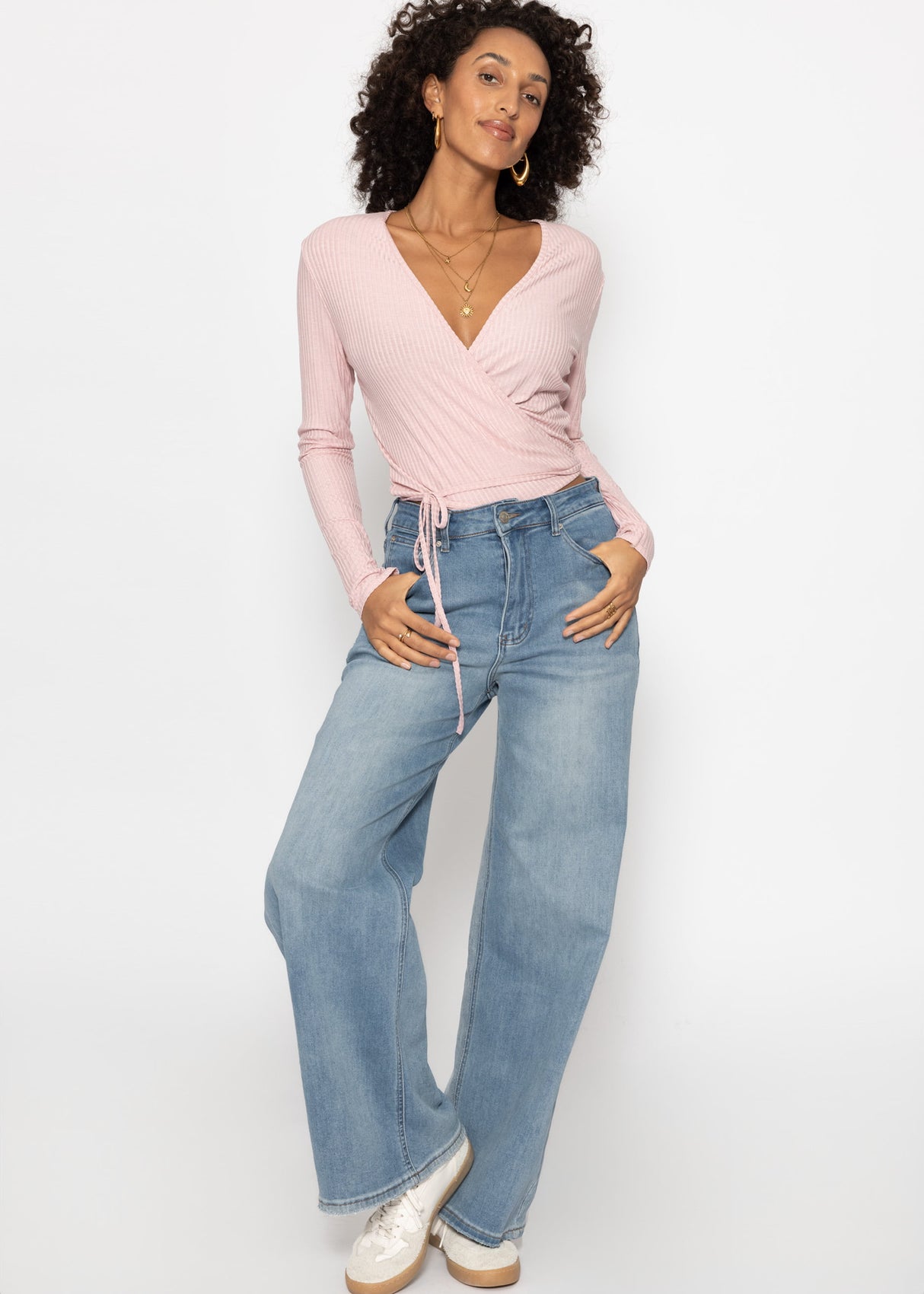 Langarmshirt zum Wickeln, rosa