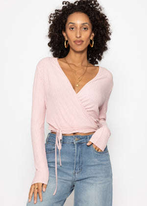 Langarmshirt zum Wickeln, rosa