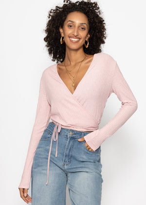 Langarmshirt zum Wickeln, rosa