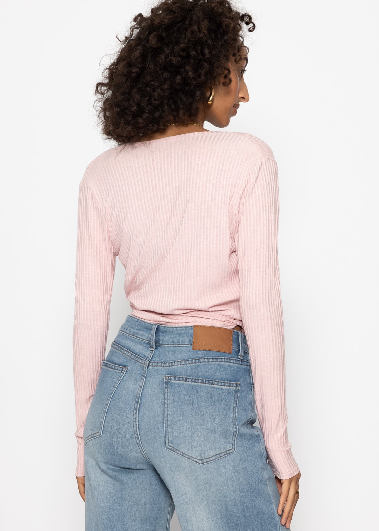 Langarmshirt zum Wickeln, rosa