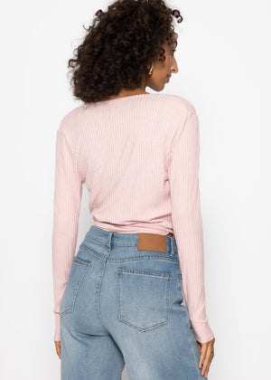 Langarmshirt zum Wickeln, rosa