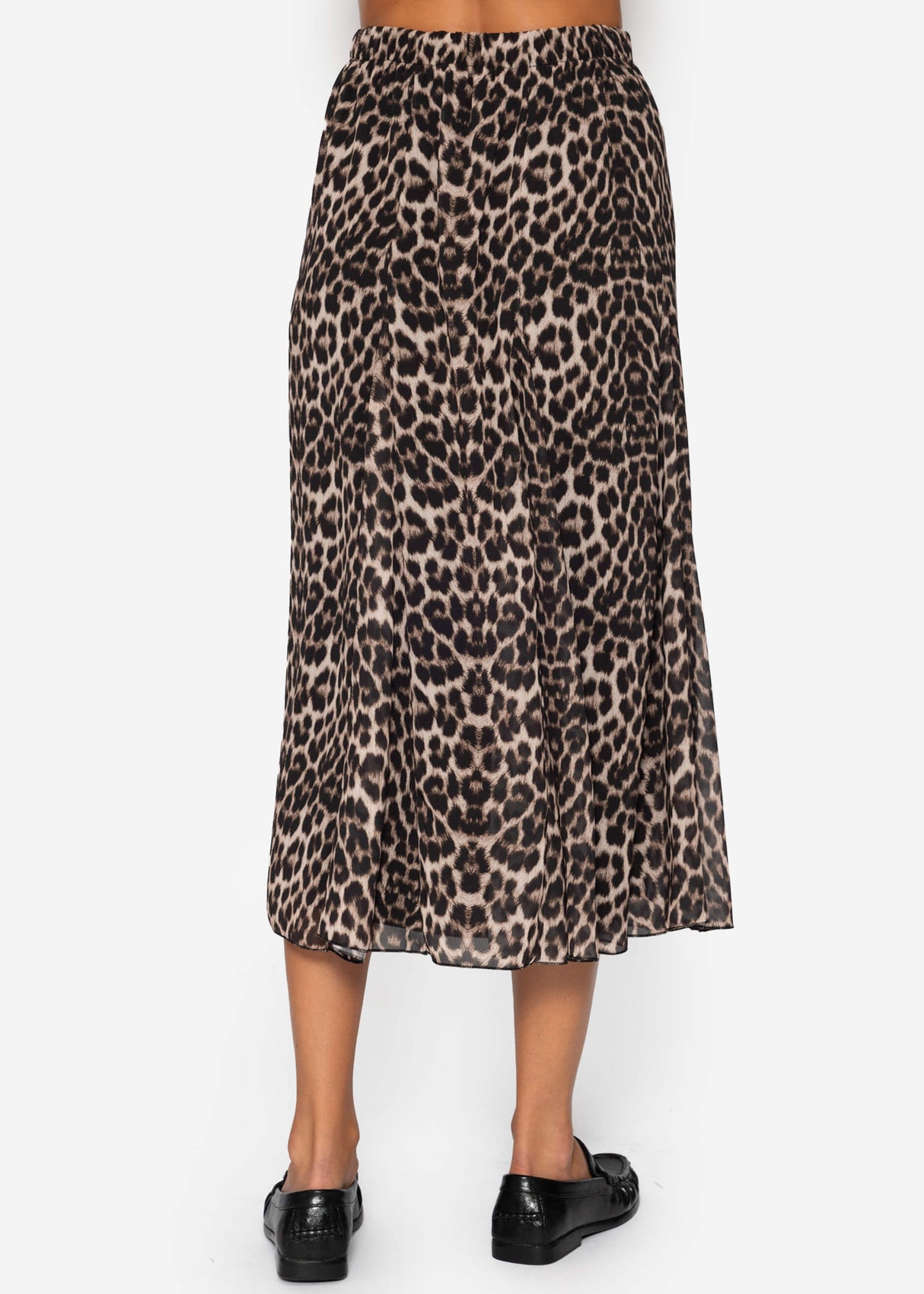 Long chiffon skirt with leopard print - beige