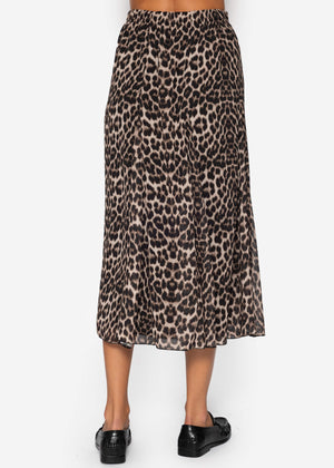 Long chiffon skirt with leopard print - beige