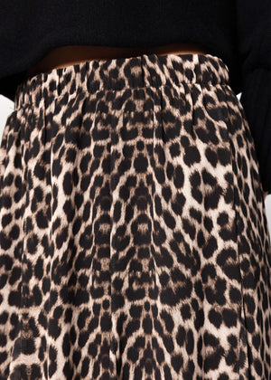 Long chiffon skirt with leopard print - beige